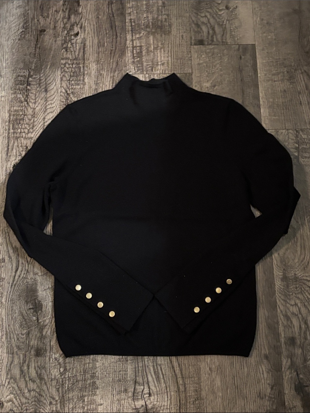 Abercrombie & Fitch Mock Neck Sweater - Black with Gold Buttons - Size Large - Picture 1 of 3